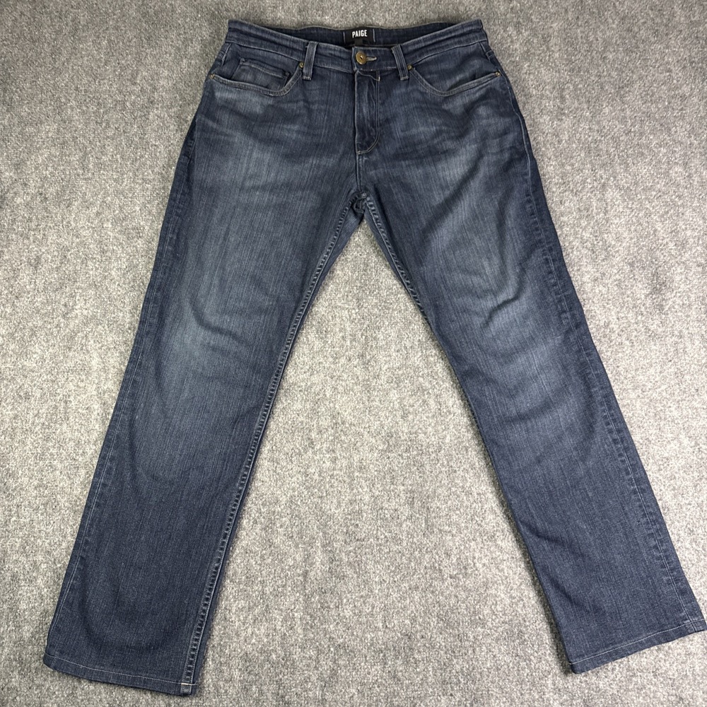 Paige Normandie Mens Straight Leg Jeans 32 Husk Blue Dark Wash Made In USA